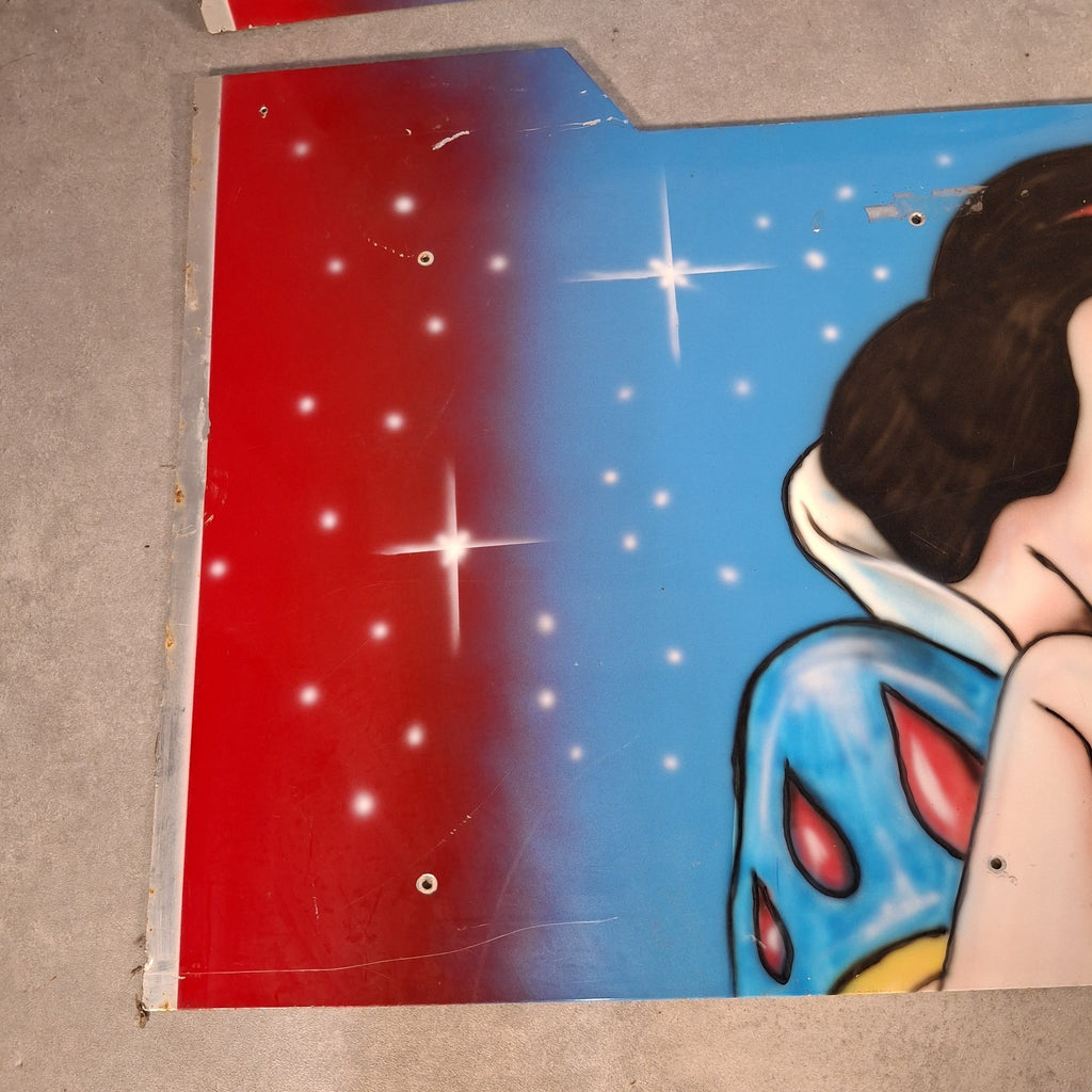 Vintage Fairground Princess Ride Sign Panels | Airbrushed Character Art | Pair | Used | 122cm