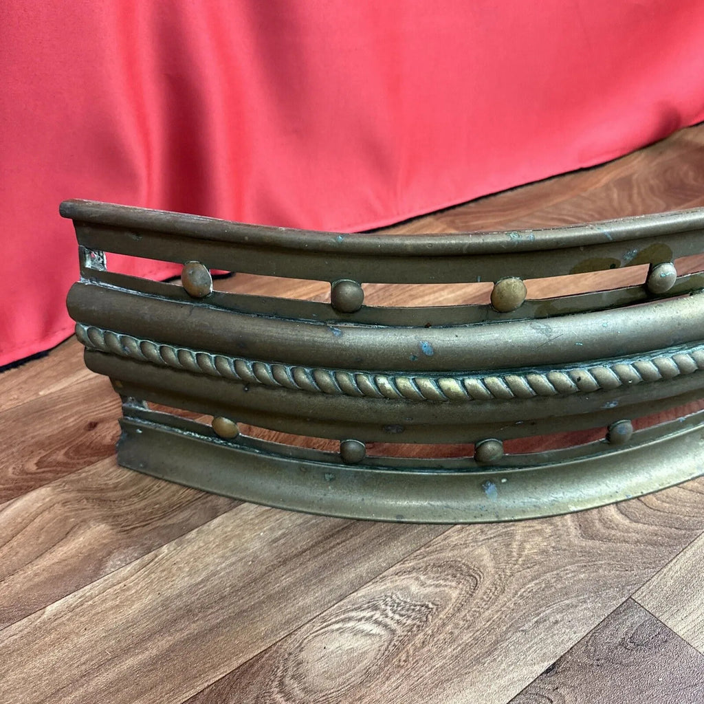 Curved Brass Fireplace Fender Tall Rope Design Curb Gate Vintage