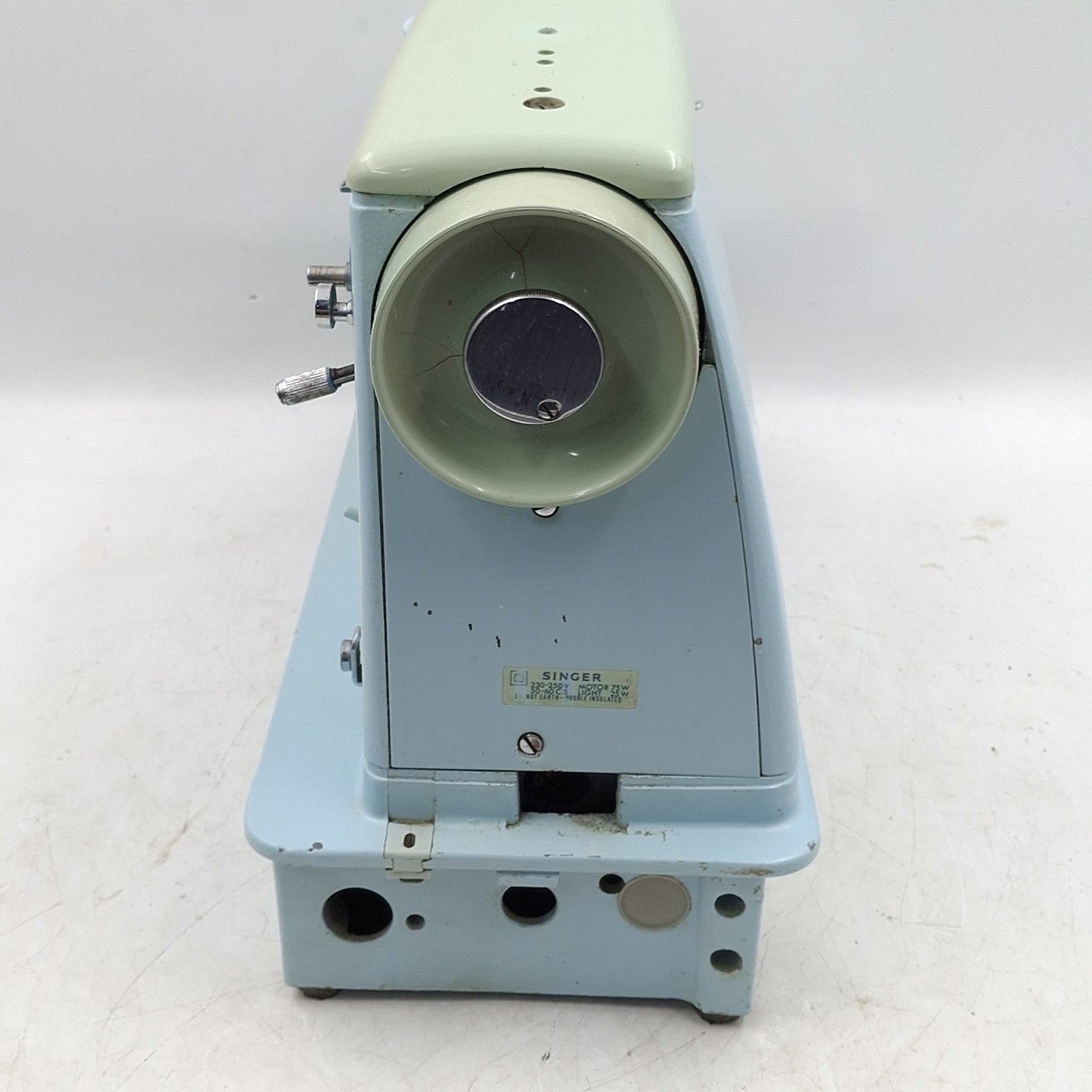 Vintage 60s Singer 347 Electric Heavy Duty Sewing Machine Duck Egg Blue W/pedal